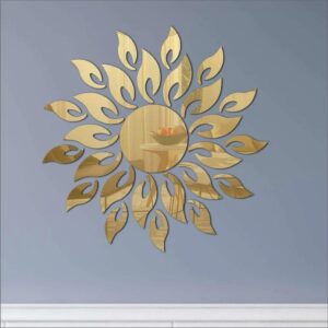 1BHAAV Sun Golden - 3D Acrylic Decorative Mirror Wall Sticker