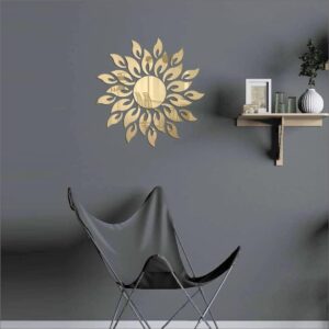 1BHAAV Sun Golden - 3D Acrylic Decorative Mirror Wall Sticker